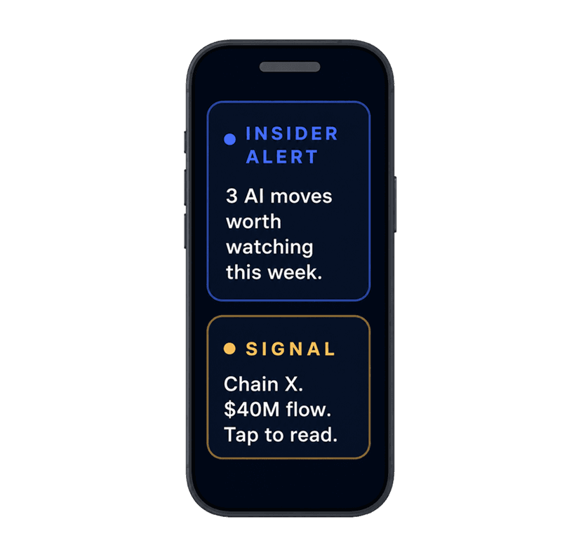 Phone showing Insider Alert and Signal notifications